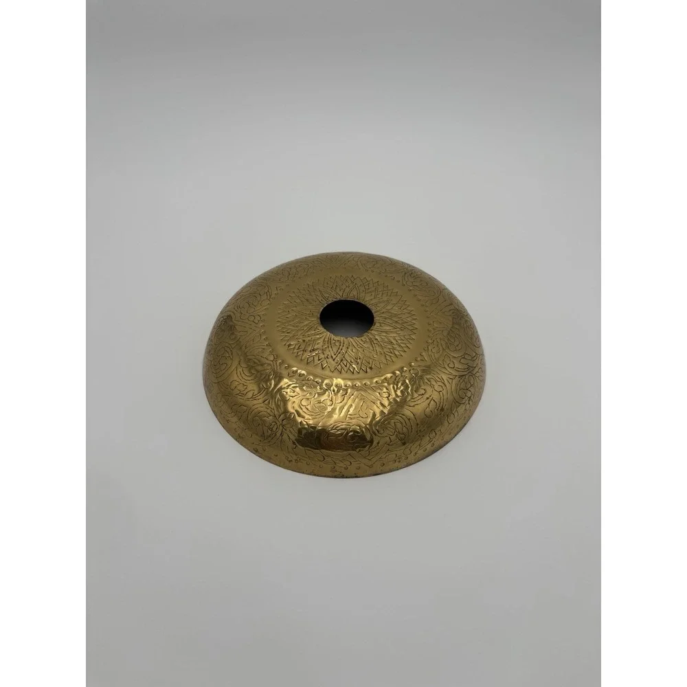 Vintage Hand-Engraved Brass Decorative Lamp Part/ Bowl – Floral Design